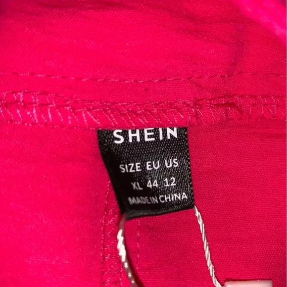 NWT SHEIN VCAY Wide Leg Pants Chiffon Bright Pink Size XL Palazzo Pockets NEW - Picture 9 of 11